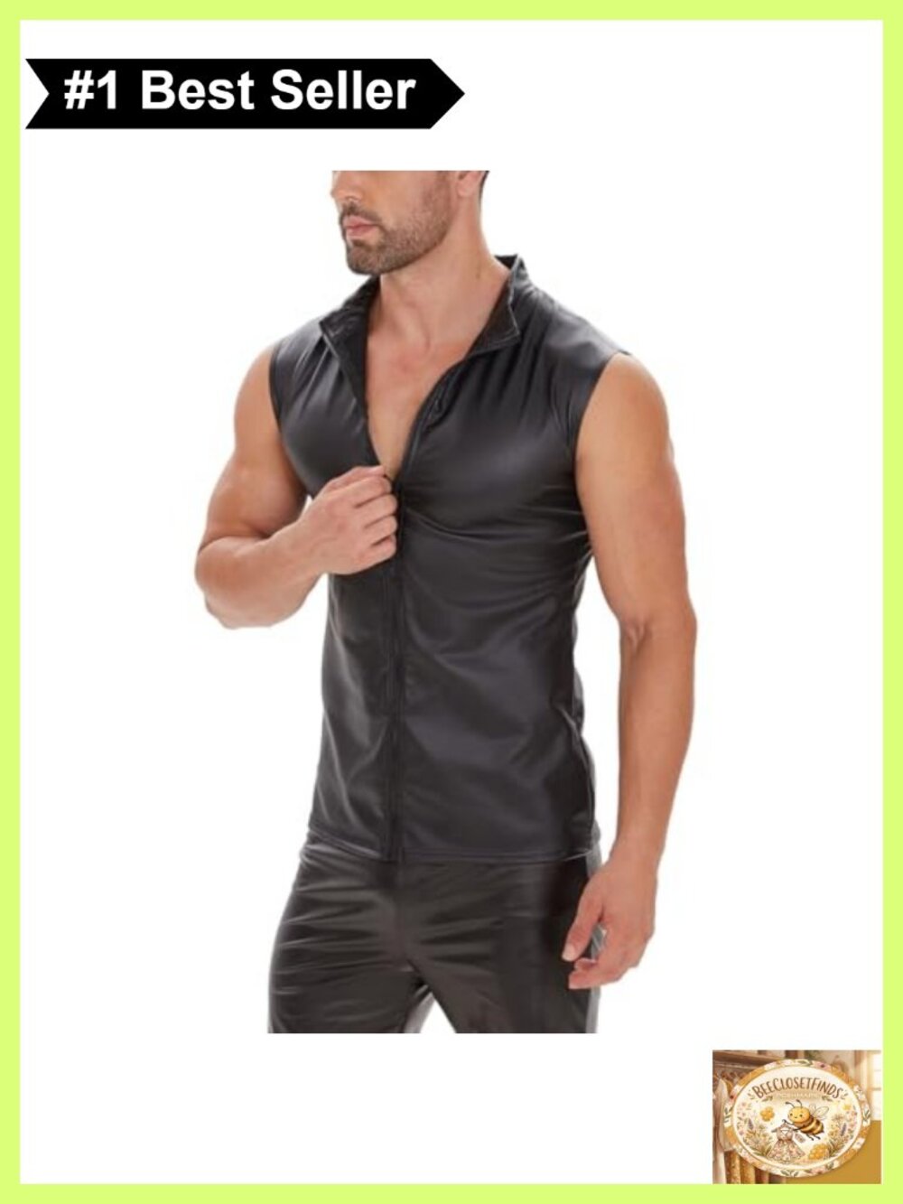 Men Shiny Soft Matte Leather Tank Top Sleeveless Party Vest Plus Size
